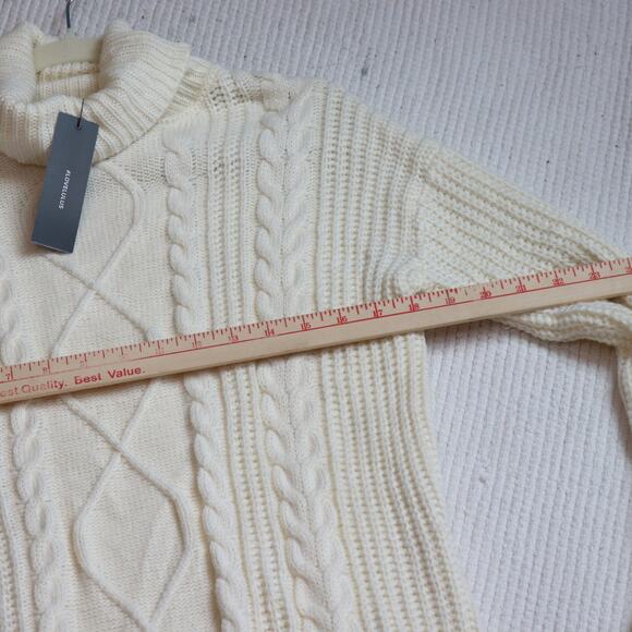 Lulus Cream Cable Knit Turtleneck Sweater/Dress – Longline – NWT – Size S/M - Picture 5 of 7
